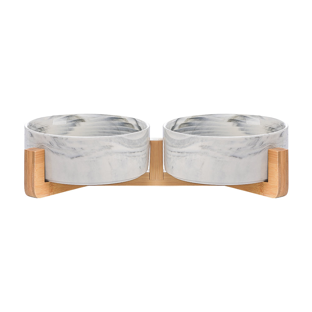 KFX-4037437 Ceramic Double Cat and Dog Bowl for Food and Water - 13cm, 400ml