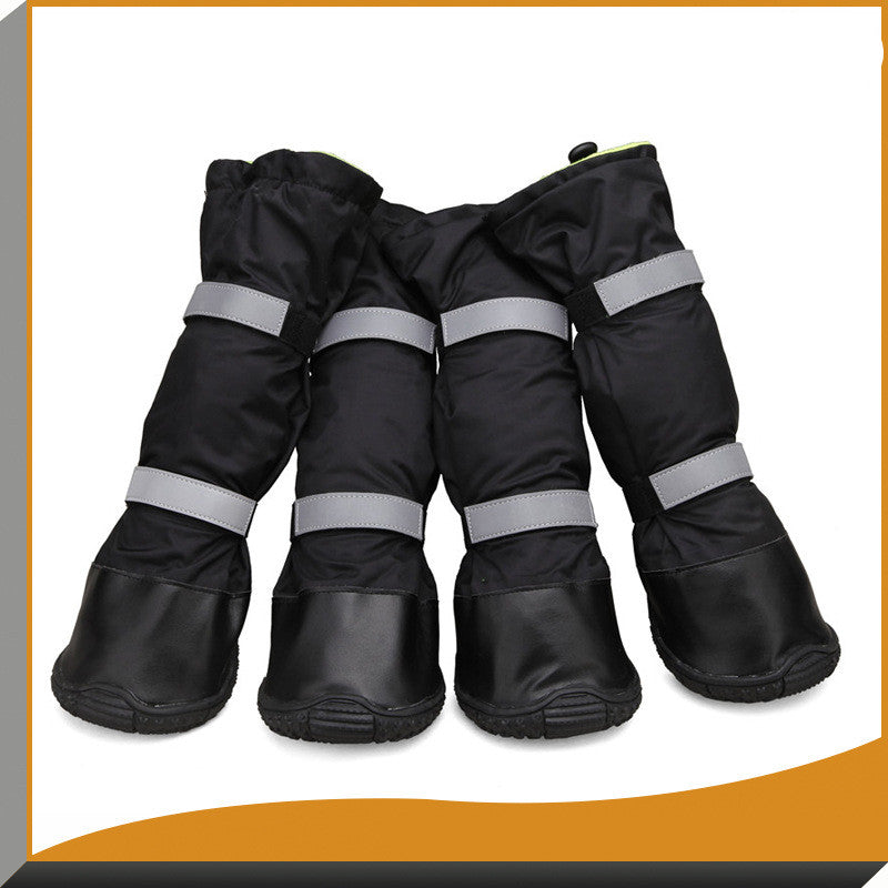 KFX-4038077 Waterproof Pet Shoes for Dogs - Comfortable Rain Boots with Reflective Straps and Warm Flannel Lining