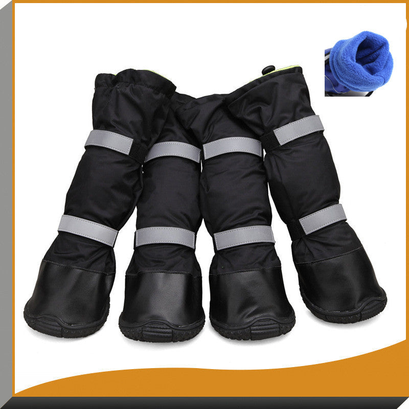 KFX-4038077 Waterproof Pet Shoes for Dogs - Comfortable Rain Boots with Reflective Straps and Warm Flannel Lining