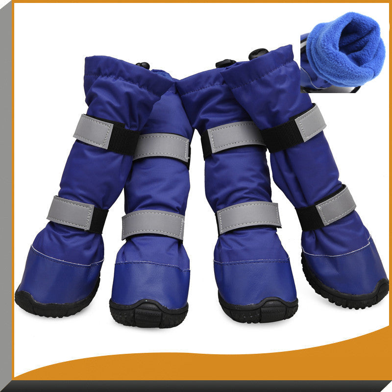 KFX-4038077 Waterproof Pet Shoes for Dogs - Comfortable Rain Boots with Reflective Straps and Warm Flannel Lining