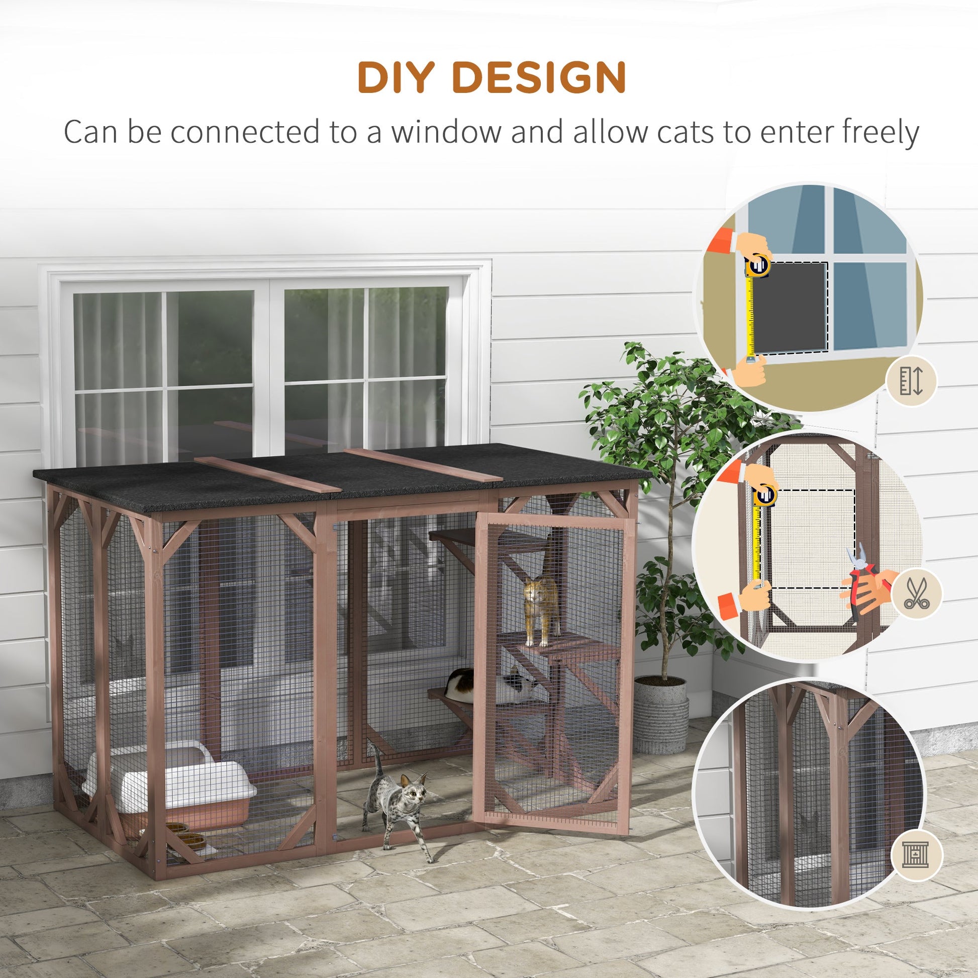 KFX-4041277 Spacious Outdoor Cat House with Three Levels and Waterproof Roof
