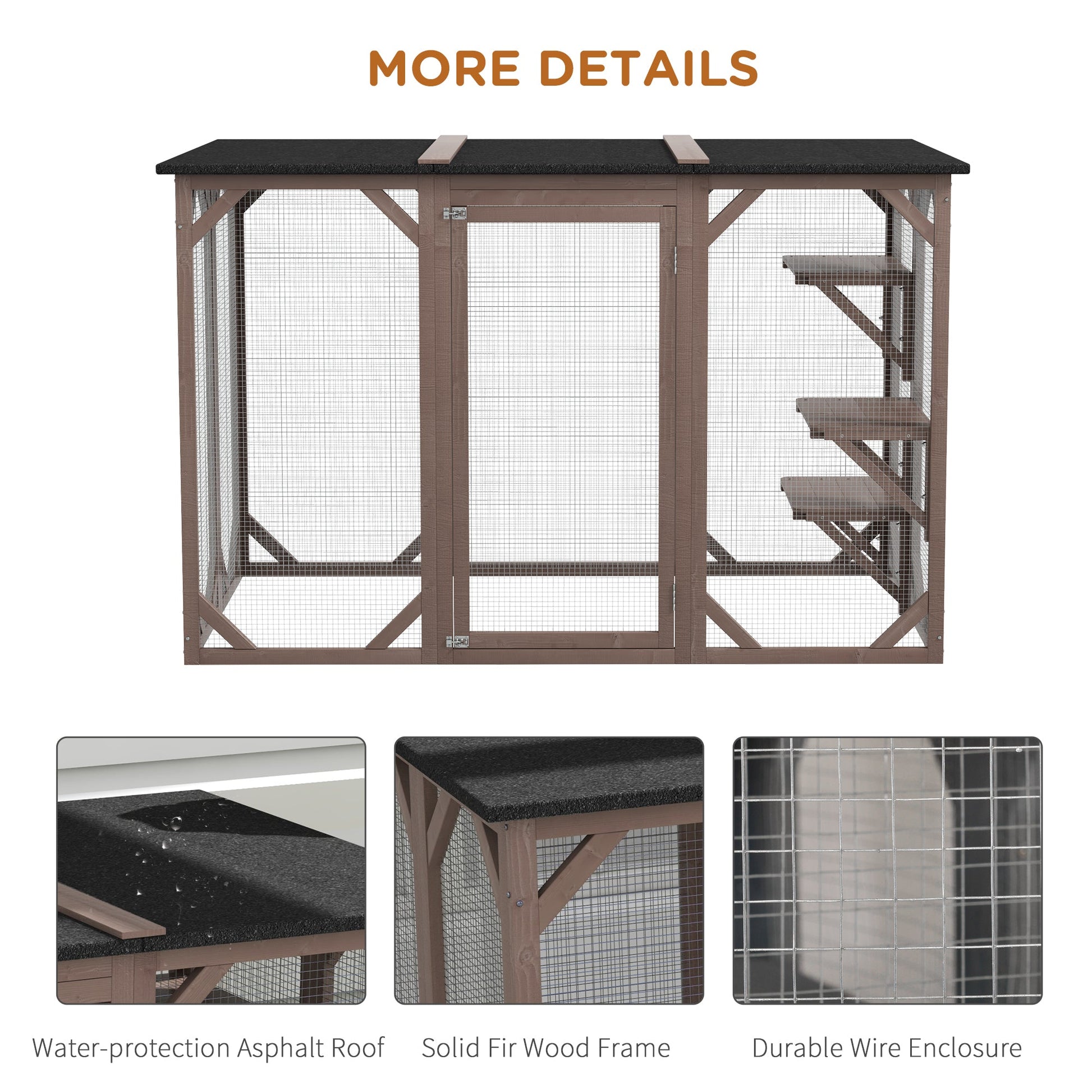 KFX-4041277 Spacious Outdoor Cat House with Three Levels and Waterproof Roof