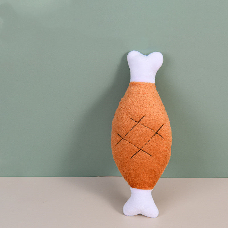 KFX-4042045 Bite-Resistant Plush Chicken Leg Pet Toy for Interactive Play and Training