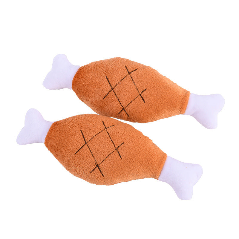 KFX-4042045 Bite-Resistant Plush Chicken Leg Pet Toy for Interactive Play and Training