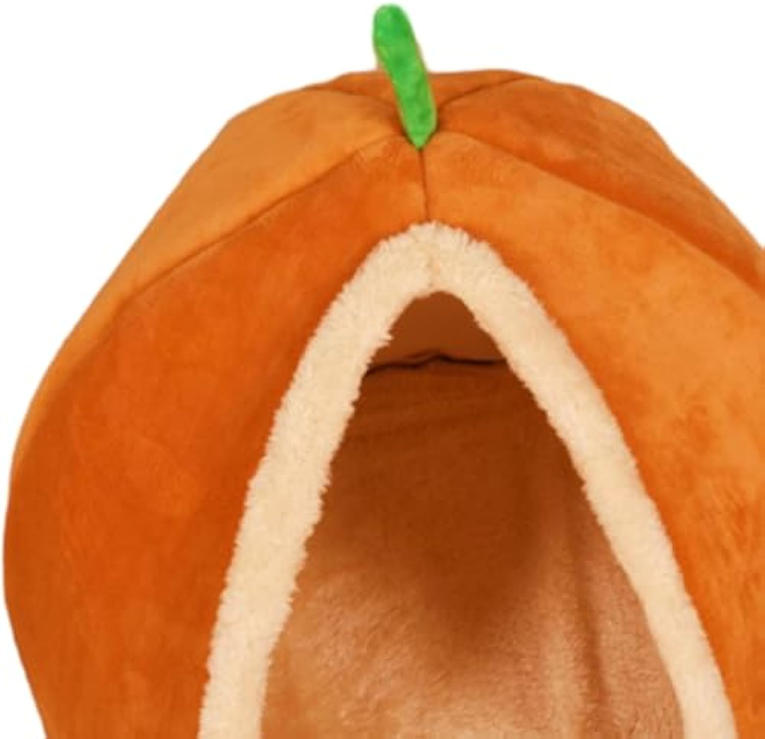 KFX-4044477 Cozy Pumpkin Cat Bed Cave - Semi Enclosed Plush Nest for Cats and Small Dogs