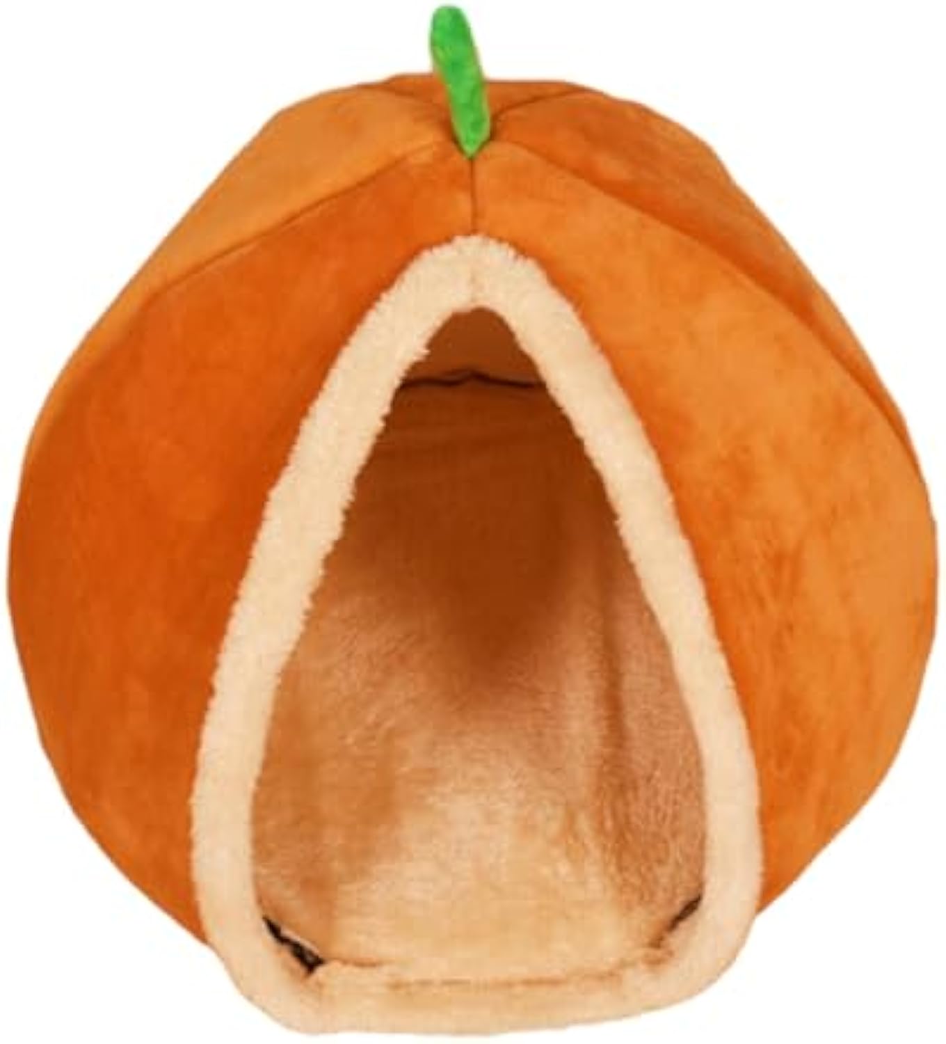 KFX-4044477 Cozy Pumpkin Cat Bed Cave - Semi Enclosed Plush Nest for Cats and Small Dogs