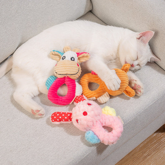 KFX-4046653 Plush Cartoon Puzzle Pet Toys: Rabbit, Bear, and Cow Soft Dolls