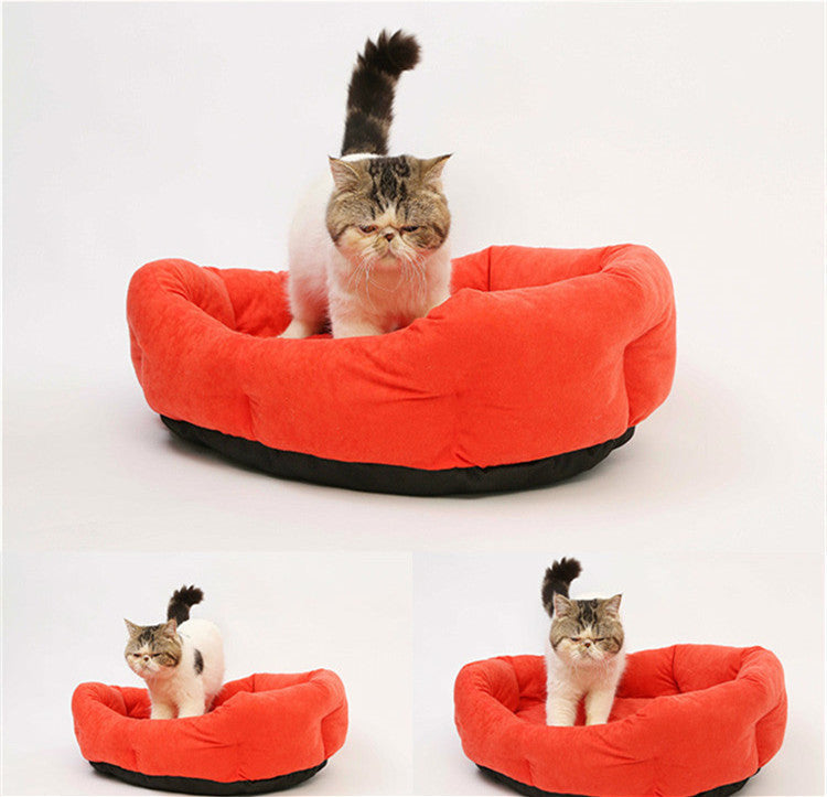 KFX-4047037 Cozy Pet Nest for Dogs in Red, Blue, Khaki – Soft Cloth, 50x15cm