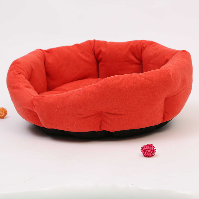 KFX-4047037 Cozy Pet Nest for Dogs in Red, Blue, Khaki – Soft Cloth, 50x15cm