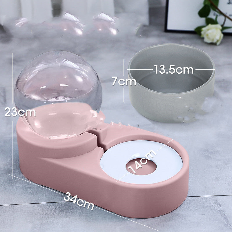 KFX-4047165 Automatic Pet Water Dispenser with 1.8L Capacity for Dogs and Cats - Double Layer Feeding Bowl in Pink and Blue
