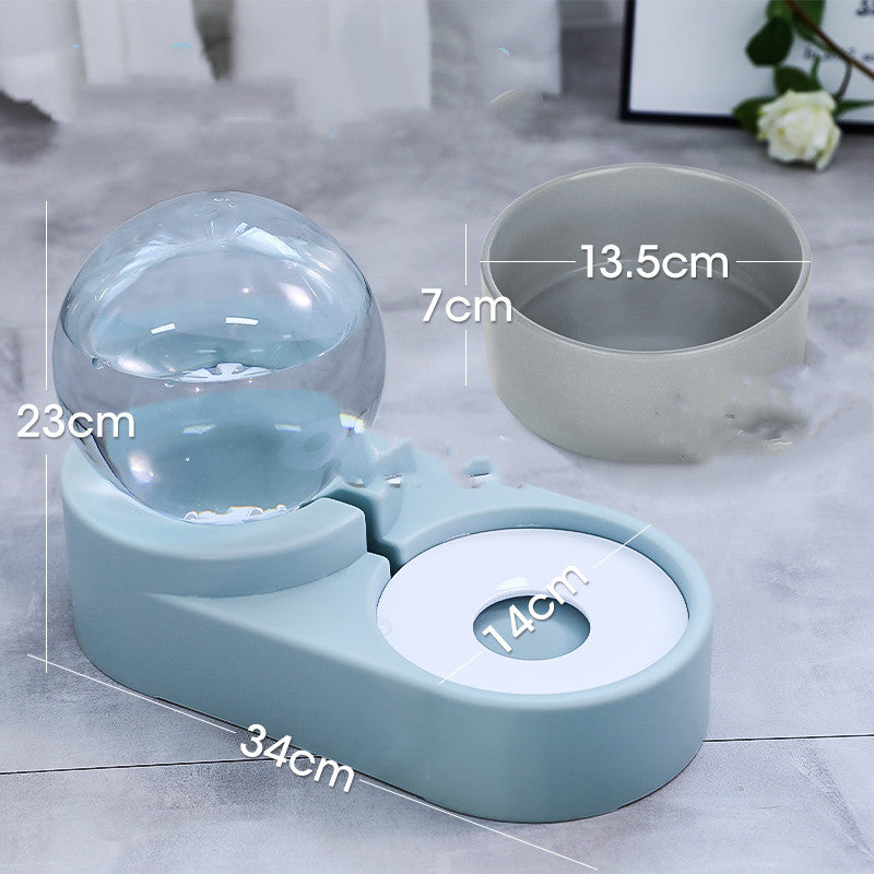 KFX-4047165 Automatic Pet Water Dispenser with 1.8L Capacity for Dogs and Cats - Double Layer Feeding Bowl in Pink and Blue