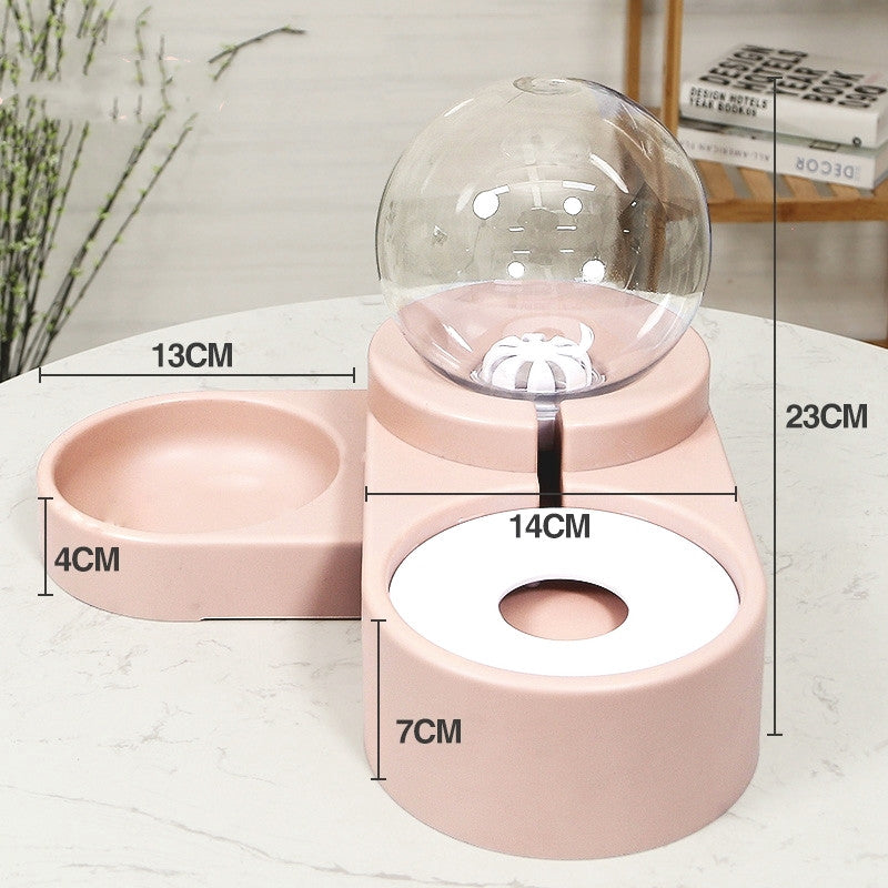 KFX-4047165 Automatic Pet Water Dispenser with 1.8L Capacity for Dogs and Cats - Double Layer Feeding Bowl in Pink and Blue