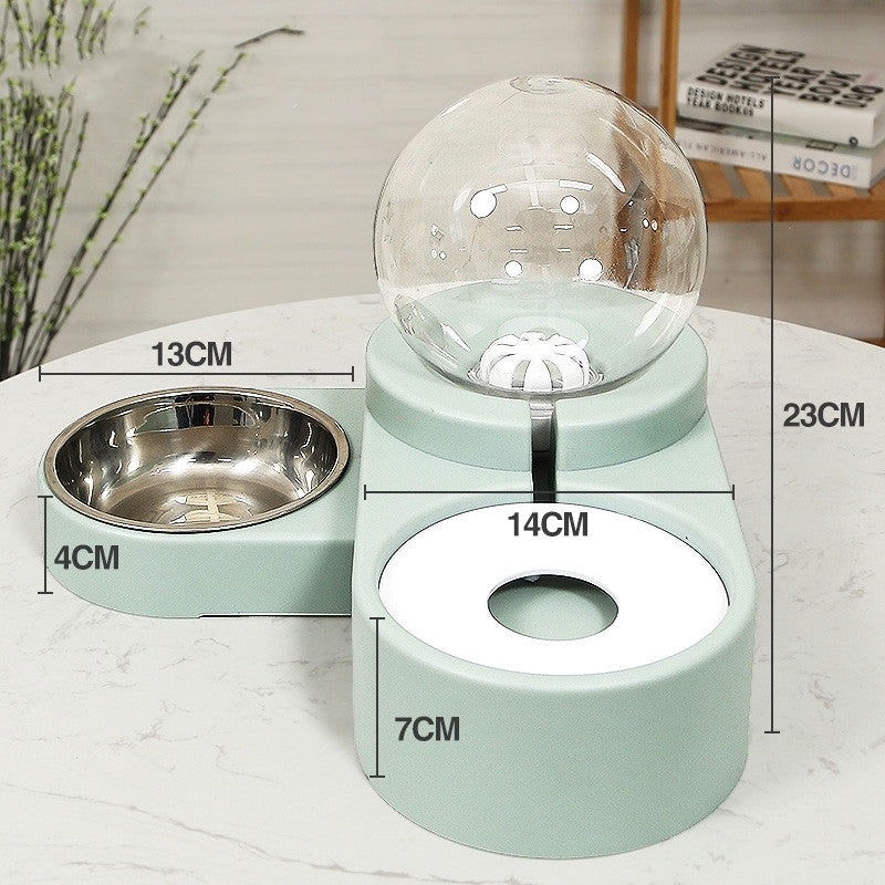 KFX-4047165 Automatic Pet Water Dispenser with 1.8L Capacity for Dogs and Cats - Double Layer Feeding Bowl in Pink and Blue