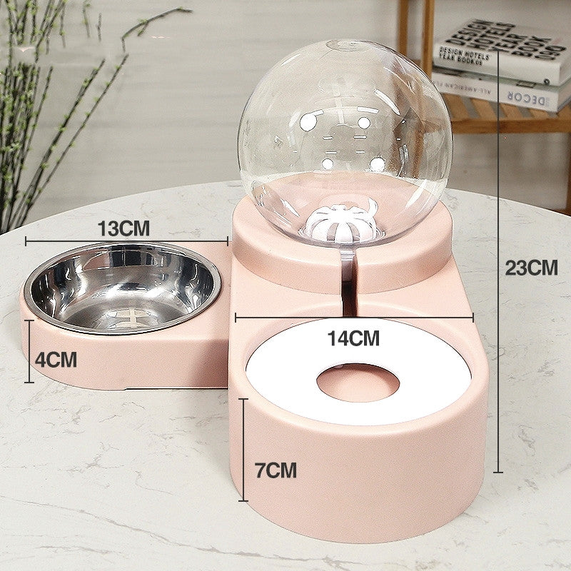 KFX-4047165 Automatic Pet Water Dispenser with 1.8L Capacity for Dogs and Cats - Double Layer Feeding Bowl in Pink and Blue