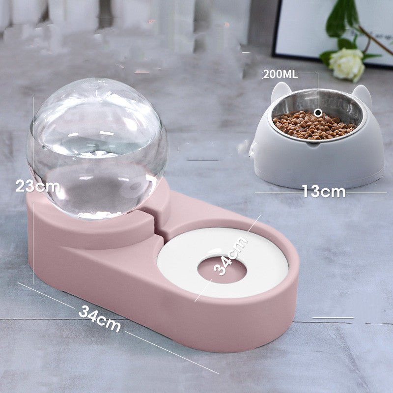 KFX-4047165 Automatic Pet Water Dispenser with 1.8L Capacity for Dogs and Cats - Double Layer Feeding Bowl in Pink and Blue