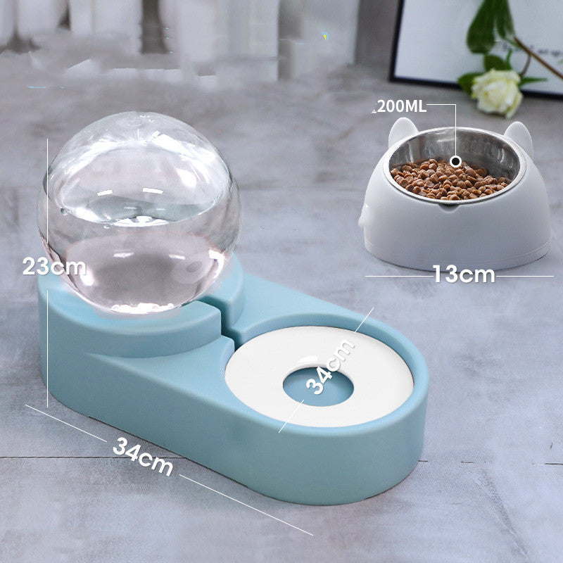KFX-4047165 Automatic Pet Water Dispenser with 1.8L Capacity for Dogs and Cats - Double Layer Feeding Bowl in Pink and Blue