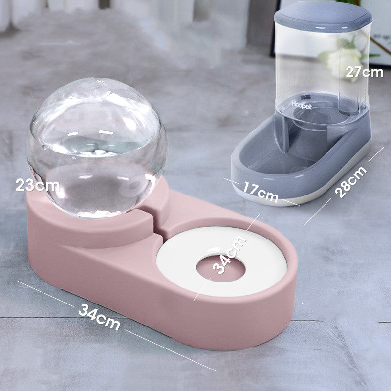 KFX-4047165 Automatic Pet Water Dispenser with 1.8L Capacity for Dogs and Cats - Double Layer Feeding Bowl in Pink and Blue