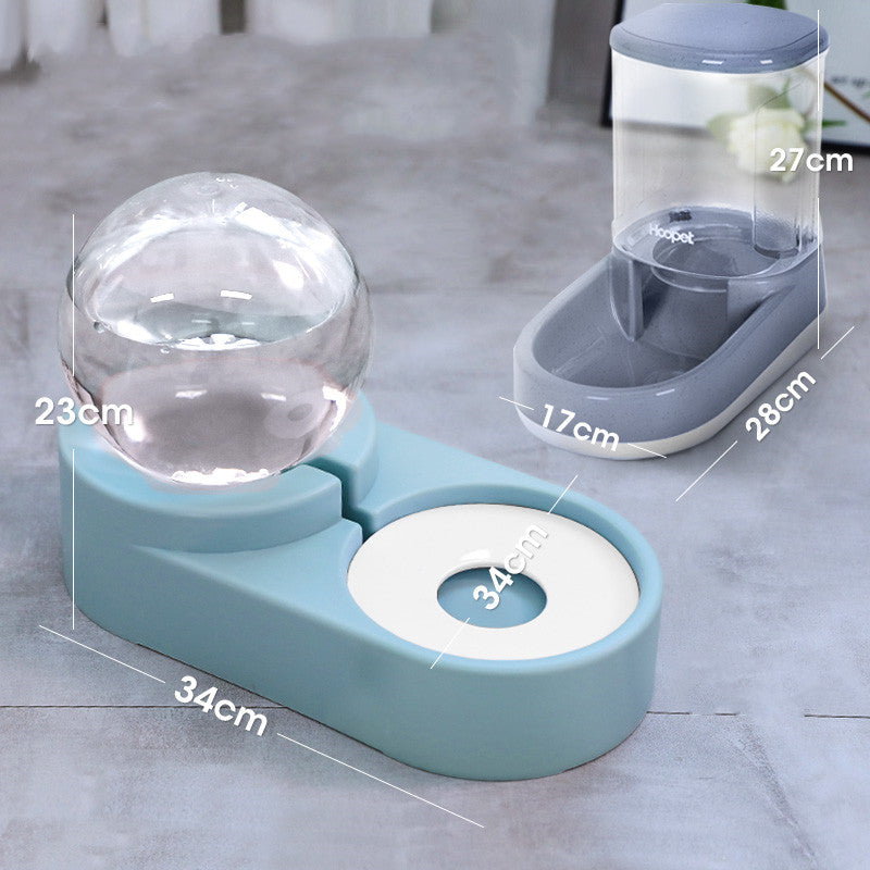 KFX-4047165 Automatic Pet Water Dispenser with 1.8L Capacity for Dogs and Cats - Double Layer Feeding Bowl in Pink and Blue