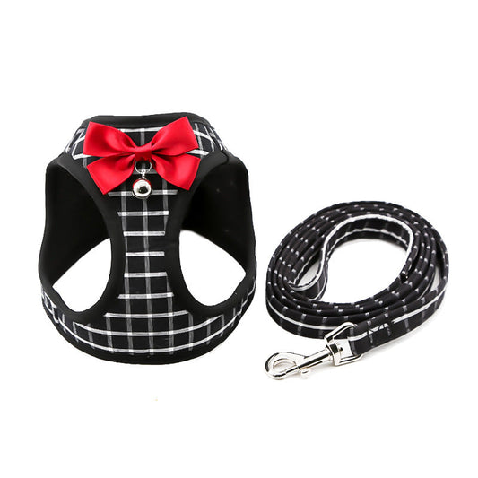 KFX-4048445 Cat Harness and Leash Set with Comfortable Chest Strap and Grid Patterns