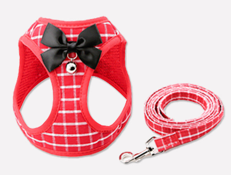 KFX-4048445 Cat Harness and Leash Set with Comfortable Chest Strap and Grid Patterns
