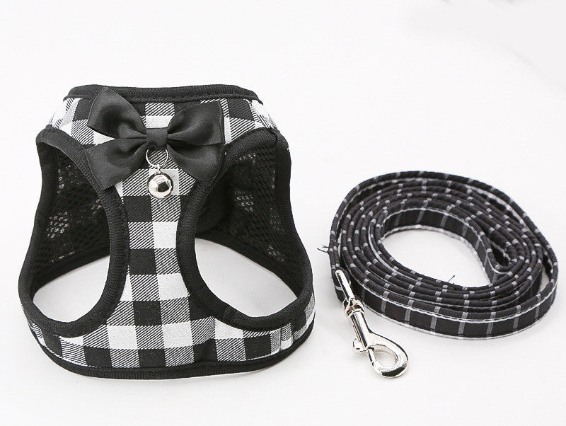 KFX-4048445 Cat Harness and Leash Set with Comfortable Chest Strap and Grid Patterns