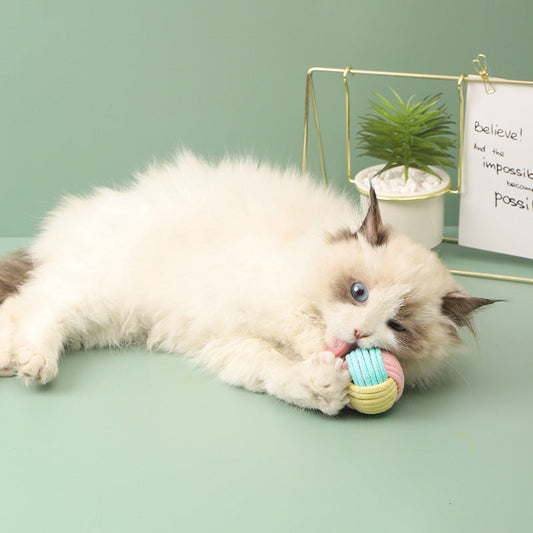 KFX-4050237 Handmade Cat Hair Ball Plush Toy for Interactive Play and Teeth Grinding, 5cm Size