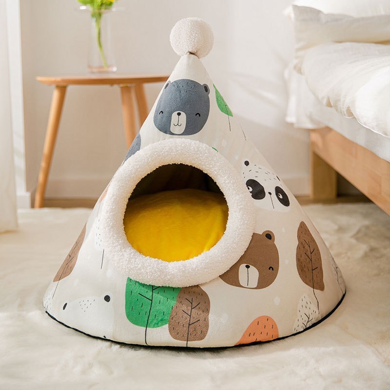 KFX-4051005 Cozy Dog and Cat Tent Bed in Various Colors with Thick Blanket Option