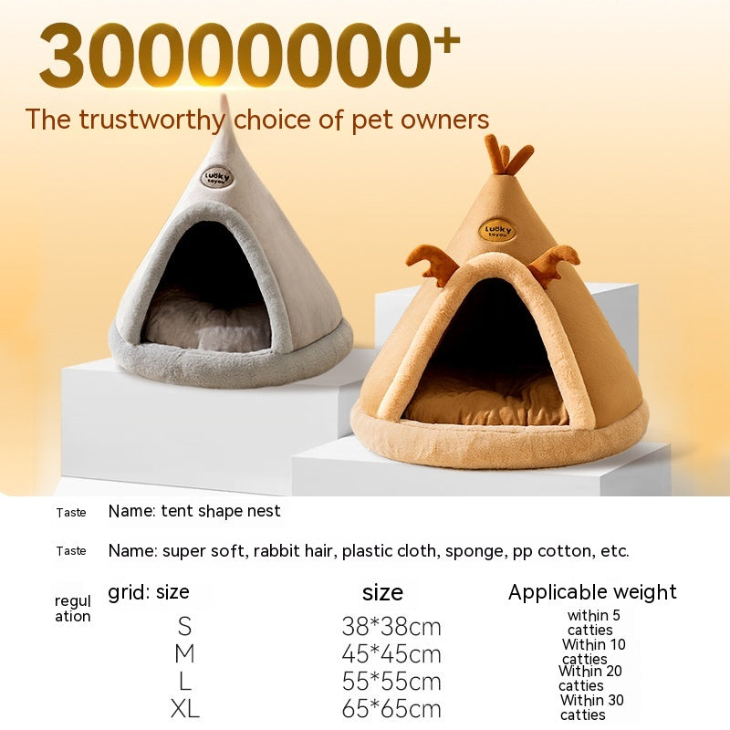 KFX-4051005 Cozy Dog and Cat Tent Bed in Various Colors with Thick Blanket Option