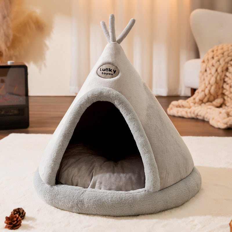 KFX-4051005 Cozy Dog and Cat Tent Bed in Various Colors with Thick Blanket Option
