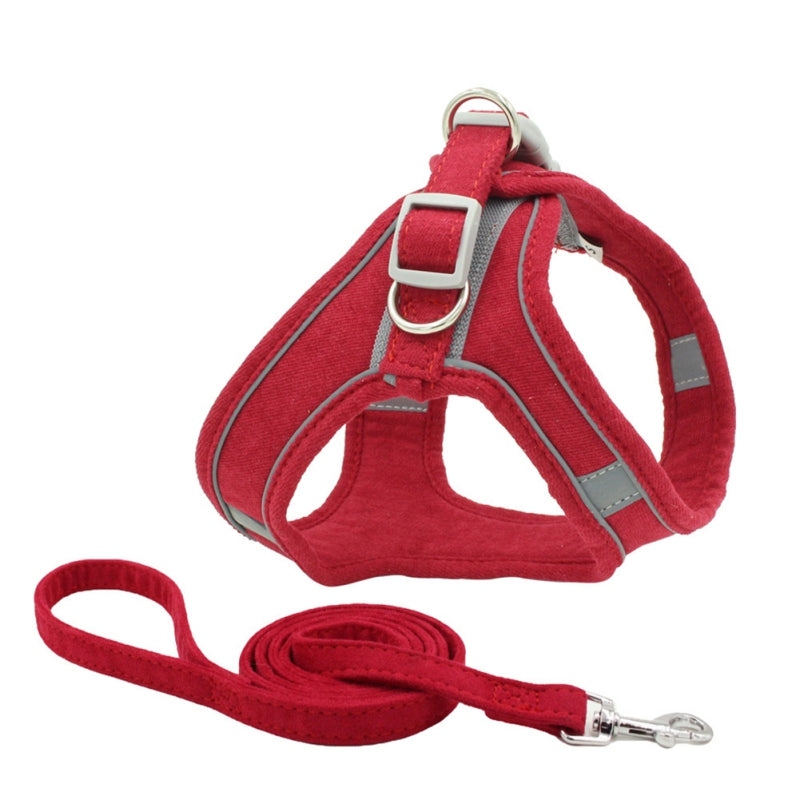 KFX-4052029 Reflective Suede Pet Chest Harness Vest - Adjustable Fit in Multiple Colors