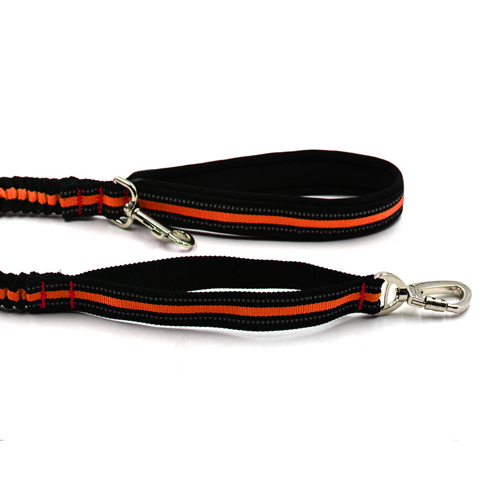 KFX-4052541 Reflective Orange Nylon Pet Traction Set with Adjustable Rope Length 125-210cm and Waist 78-110cm