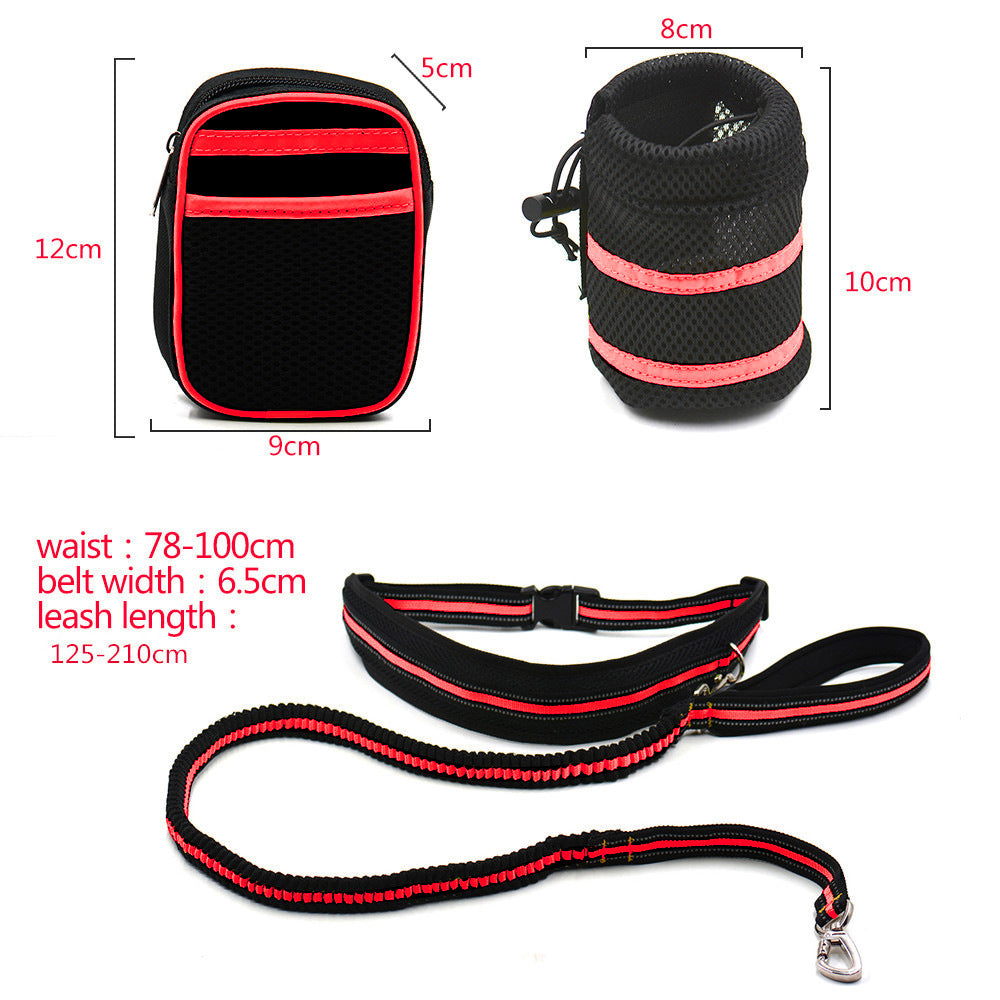 KFX-4052541 Reflective Orange Nylon Pet Traction Set with Adjustable Rope Length 125-210cm and Waist 78-110cm