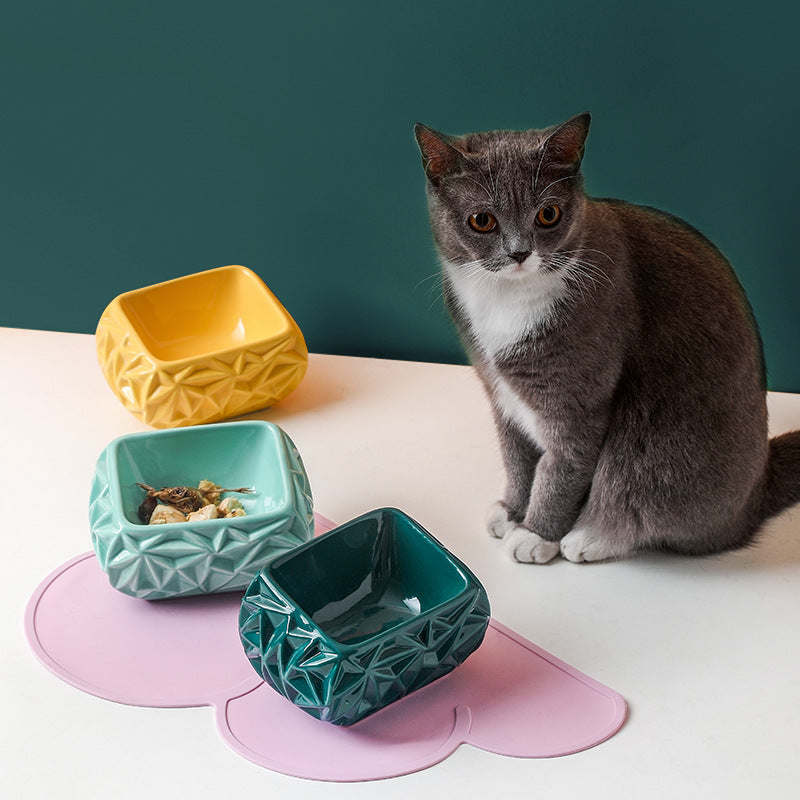 KFX-4052925 Ceramic Tall Cat Bowl - 300ml Capacity for Cats and Small Pets, Perfect Gift for Couples and Friends
