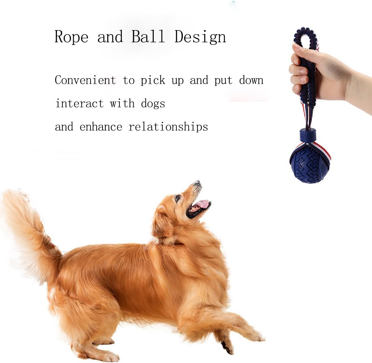 KFX-4054205 Durable Dog Ball Toy with Rope for Medium and Small Dogs - Non-Toxic and Ideal for Chewing and Tug-of-War