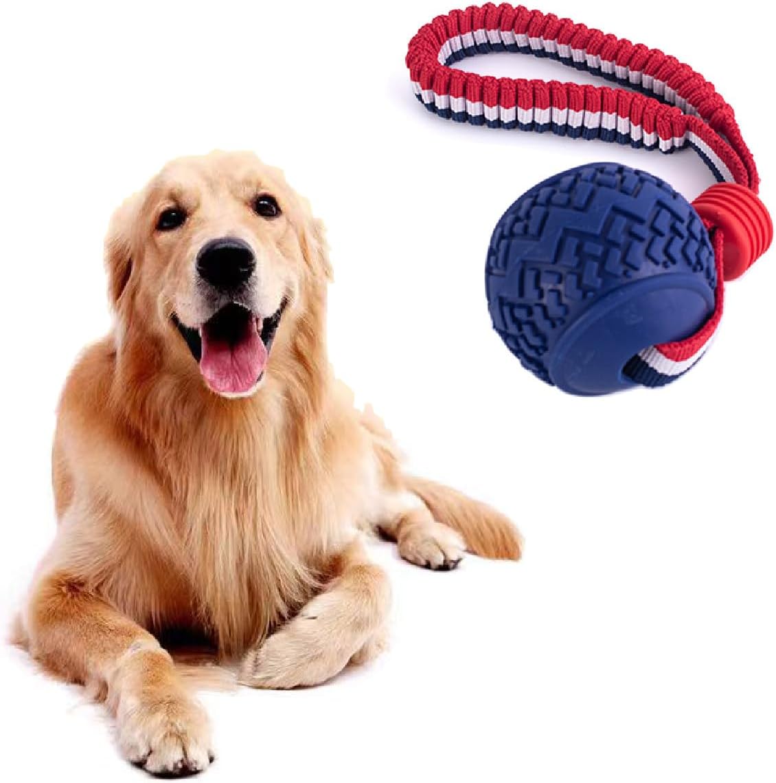 KFX-4054205 Durable Dog Ball Toy with Rope for Medium and Small Dogs - Non-Toxic and Ideal for Chewing and Tug-of-War
