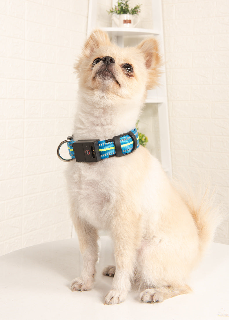 KFX-4054717 Glowing Waterproof Dog Collar with Luminous and Reflective Modes in Red, Blue, Green, and Pink