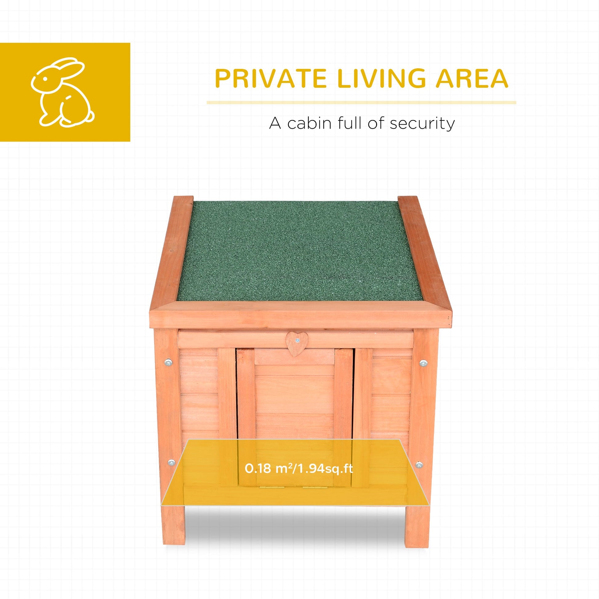 KFX-4056381 Outdoor Wooden Rabbit Hutch with Openable Waterproof Roof for Small Animals