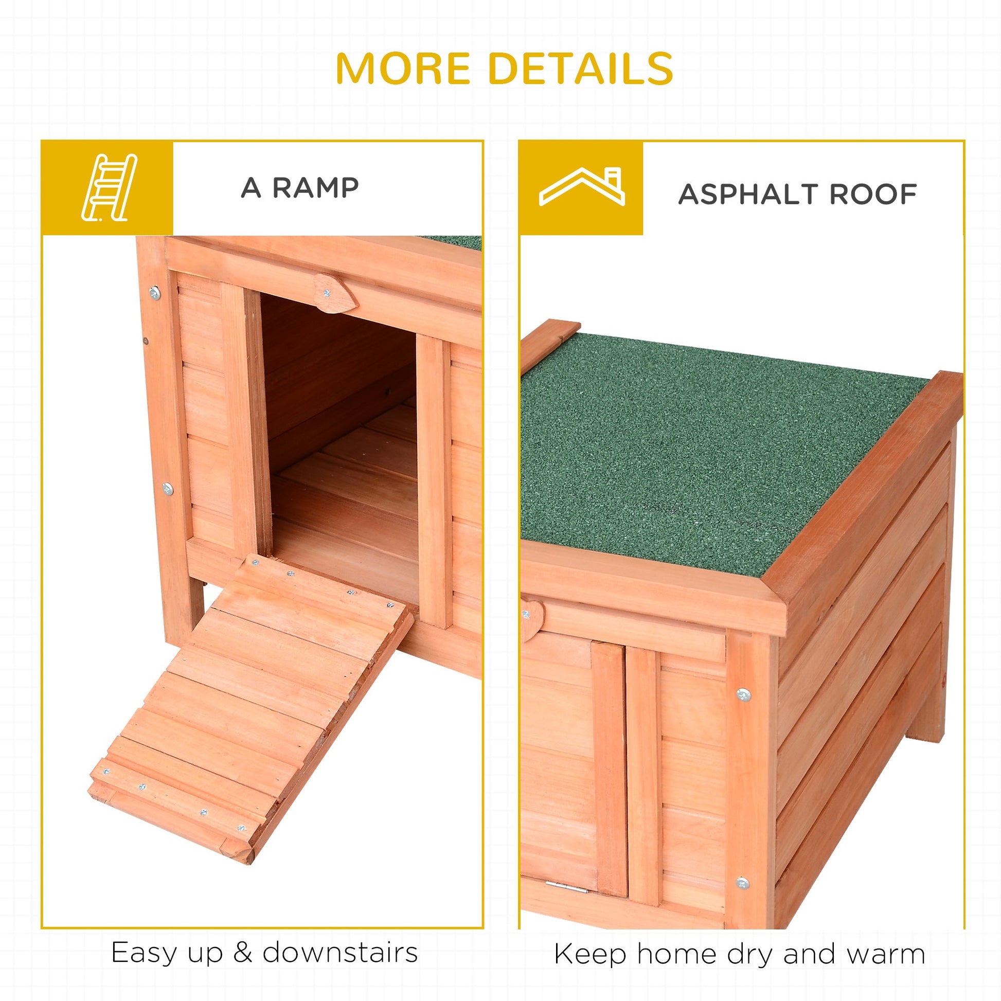 KFX-4056381 Outdoor Wooden Rabbit Hutch with Openable Waterproof Roof for Small Animals