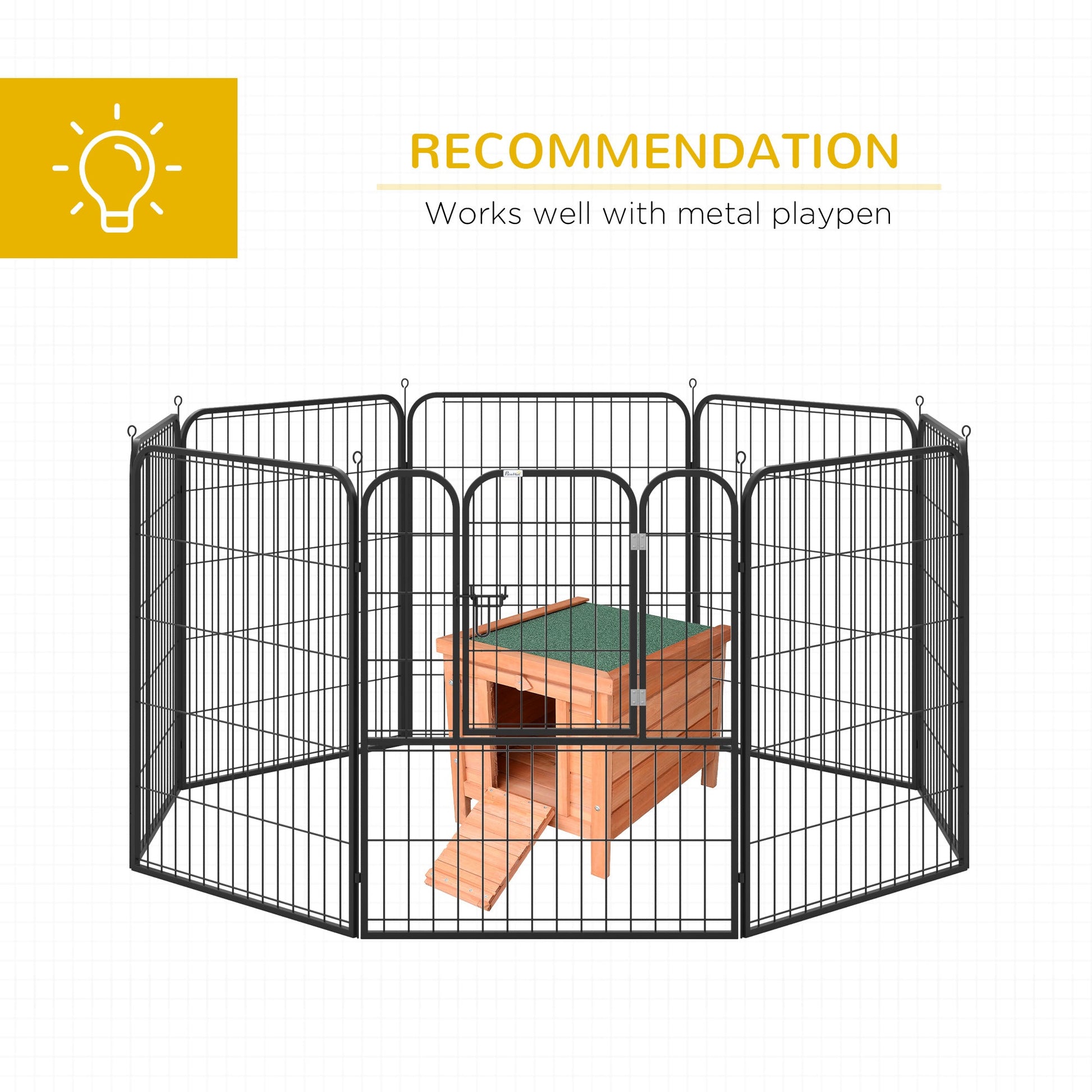 KFX-4056381 Outdoor Wooden Rabbit Hutch with Openable Waterproof Roof for Small Animals