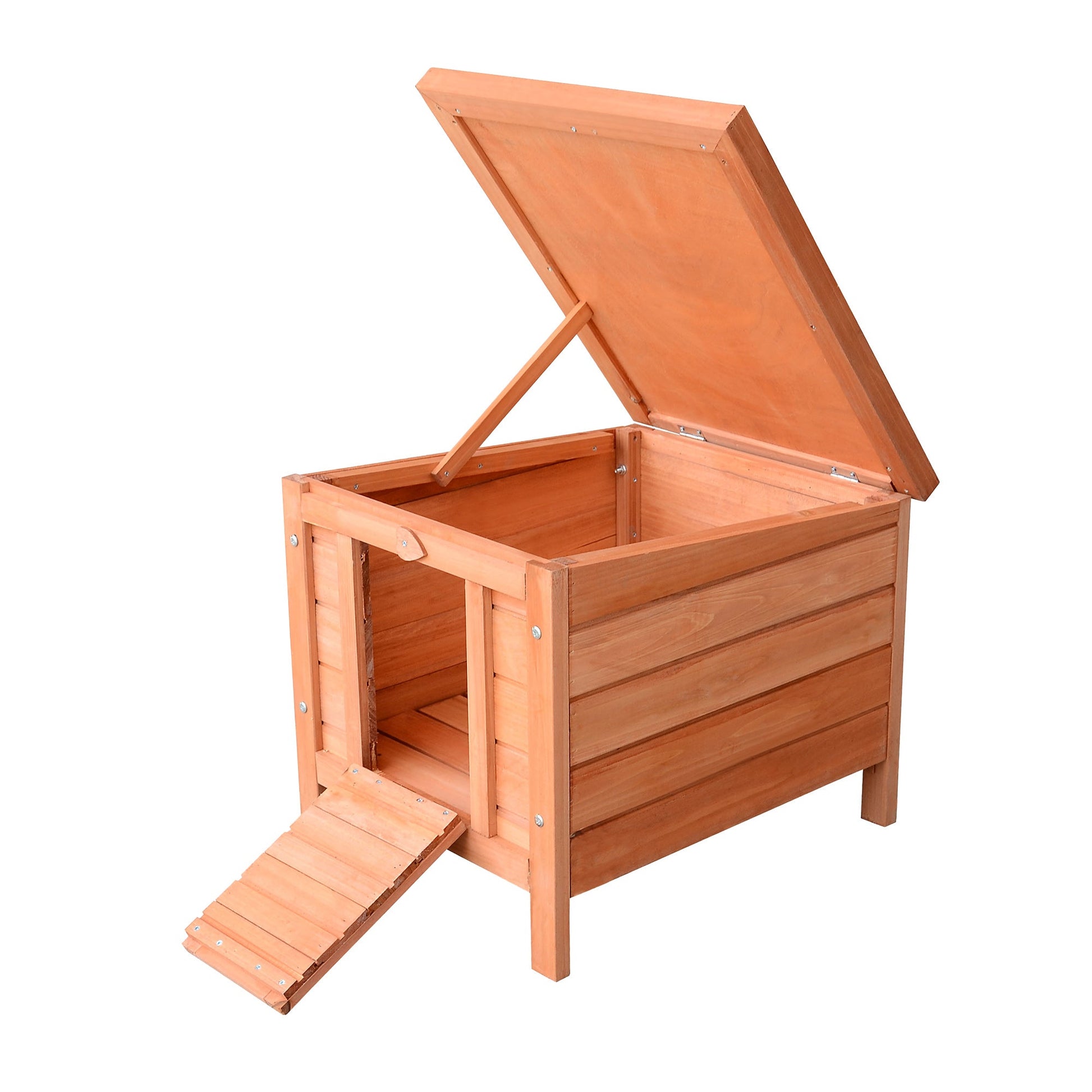KFX-4056381 Outdoor Wooden Rabbit Hutch with Openable Waterproof Roof for Small Animals