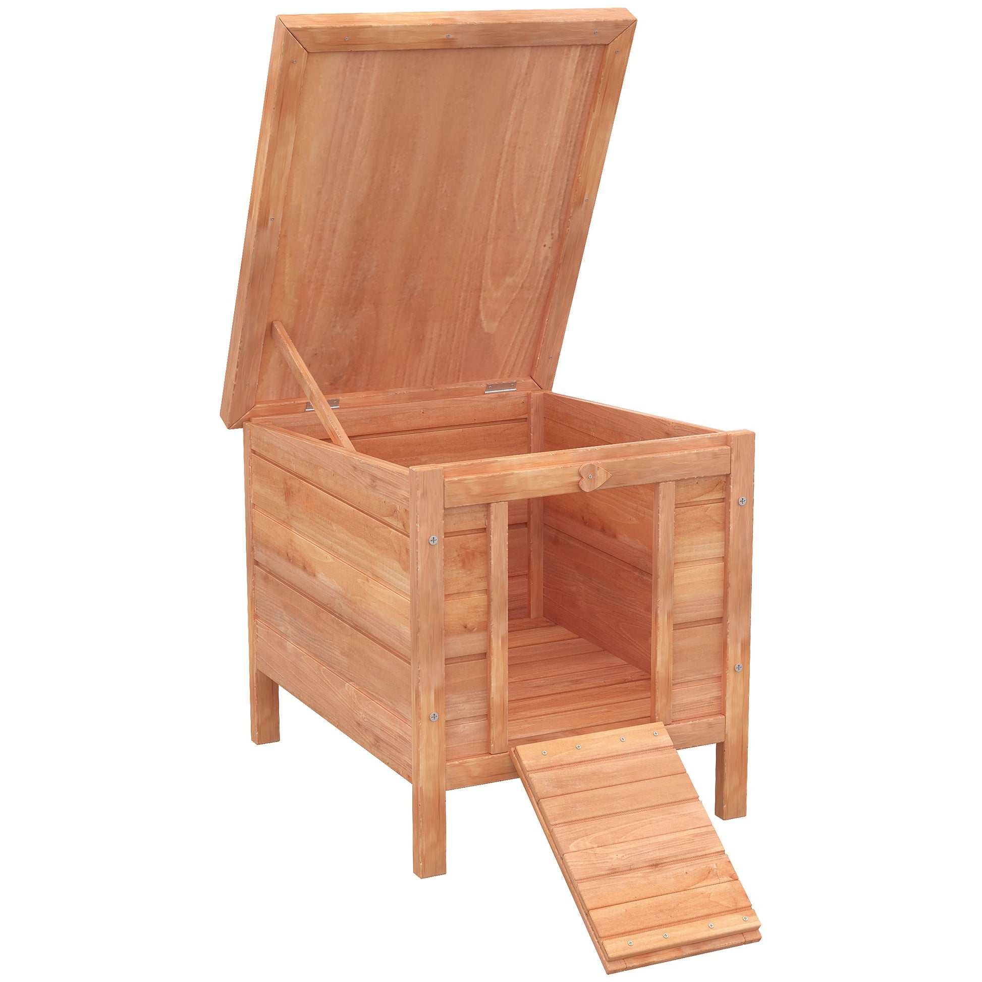 KFX-4056381 Outdoor Wooden Rabbit Hutch with Openable Waterproof Roof for Small Animals