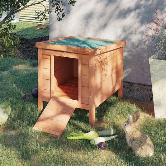 KFX-4056381 Outdoor Wooden Rabbit Hutch with Openable Waterproof Roof for Small Animals