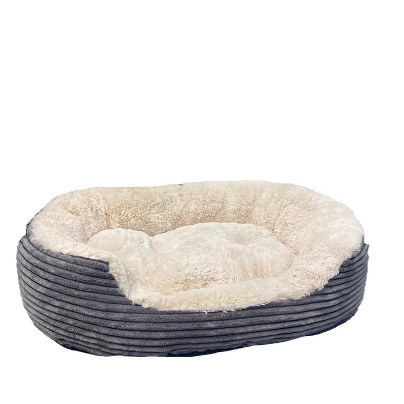KFX-4056765 Cozy Gray Striped Dog Nest - Multiple Size Options Available