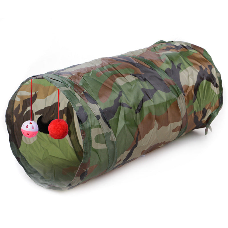 KFX-4057789 Collapsible Two-Way Cat Tunnel with Polyester Fabric for Pet Playtime