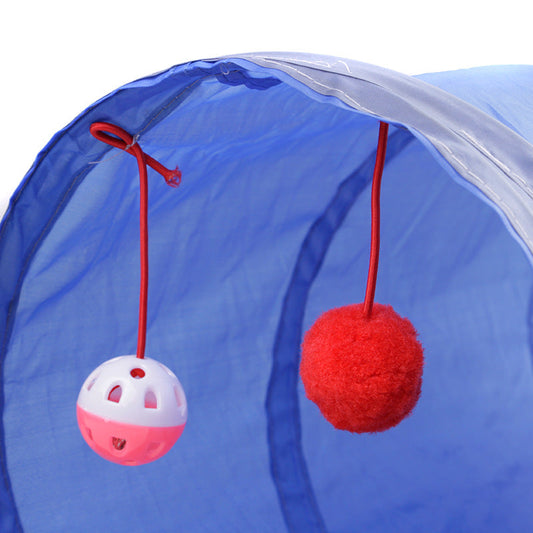 KFX-4057789 Collapsible Two-Way Cat Tunnel with Polyester Fabric for Pet Playtime