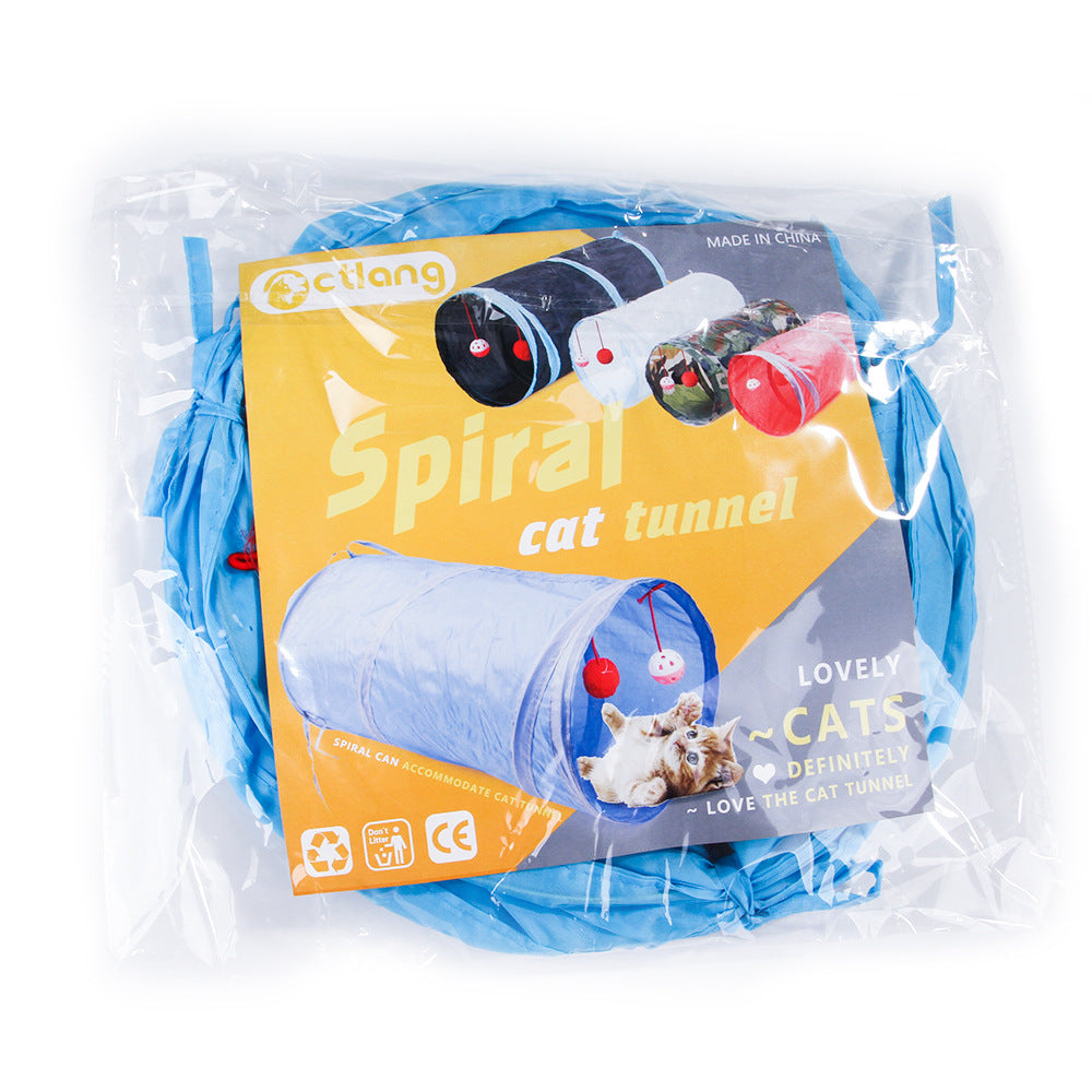 KFX-4057789 Collapsible Two-Way Cat Tunnel with Polyester Fabric for Pet Playtime