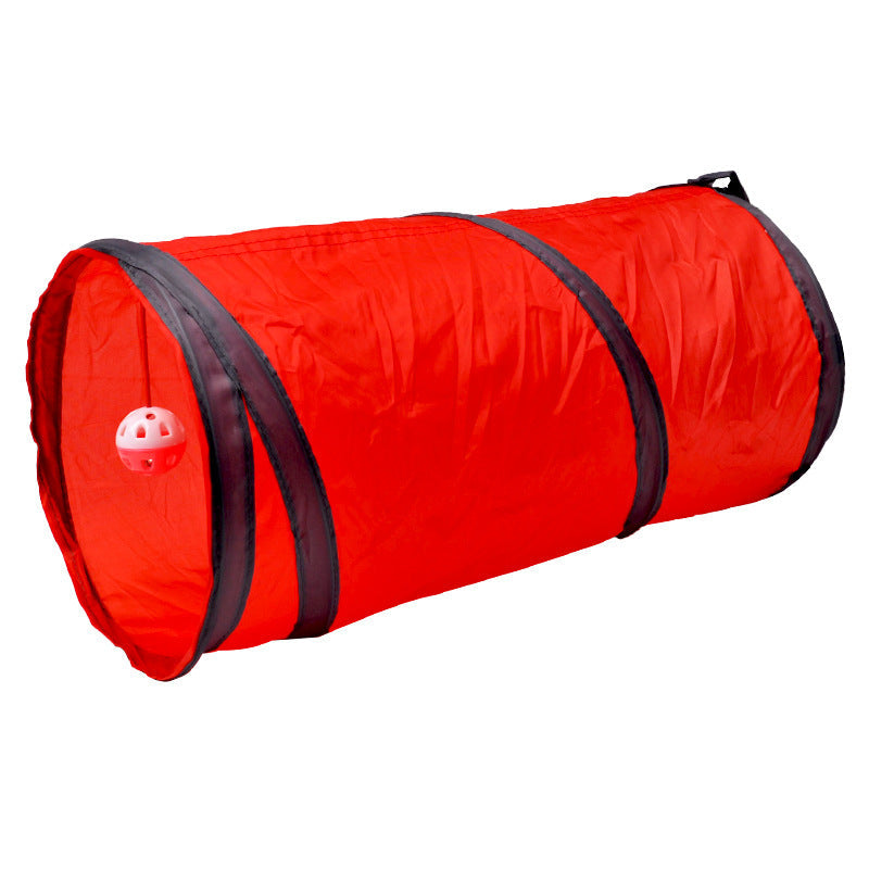 KFX-4057789 Collapsible Two-Way Cat Tunnel with Polyester Fabric for Pet Playtime