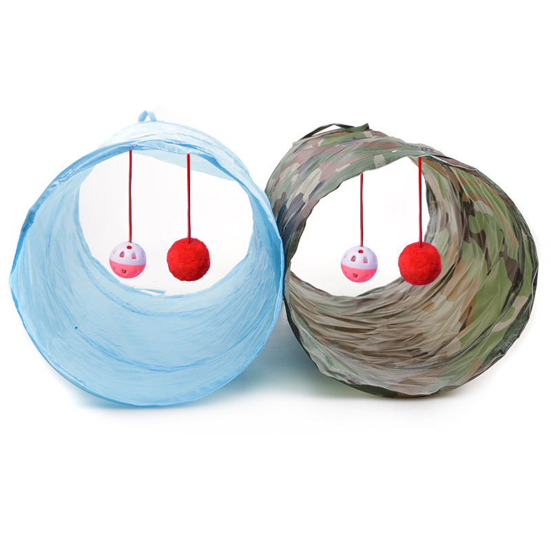 KFX-4057789 Collapsible Two-Way Cat Tunnel with Polyester Fabric for Pet Playtime