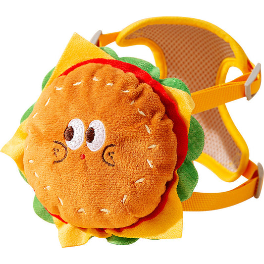 KFX-4058301 Cute Burger and Fries Drawstring Backpack with Hand Rope for Dogs