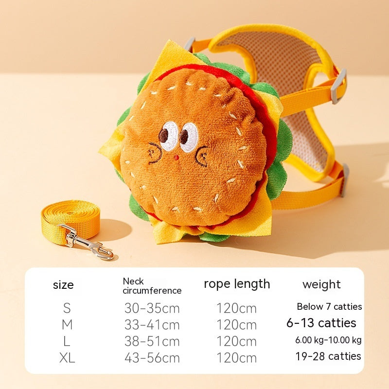 KFX-4058301 Cute Burger and Fries Drawstring Backpack with Hand Rope for Dogs